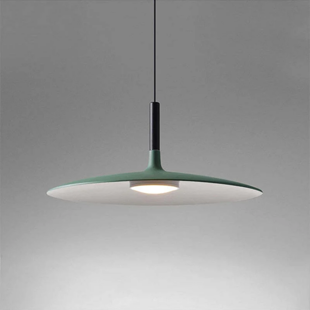 Contemporary White Metal Hanging Lamp – LED, Height Adjustable - Lamylie