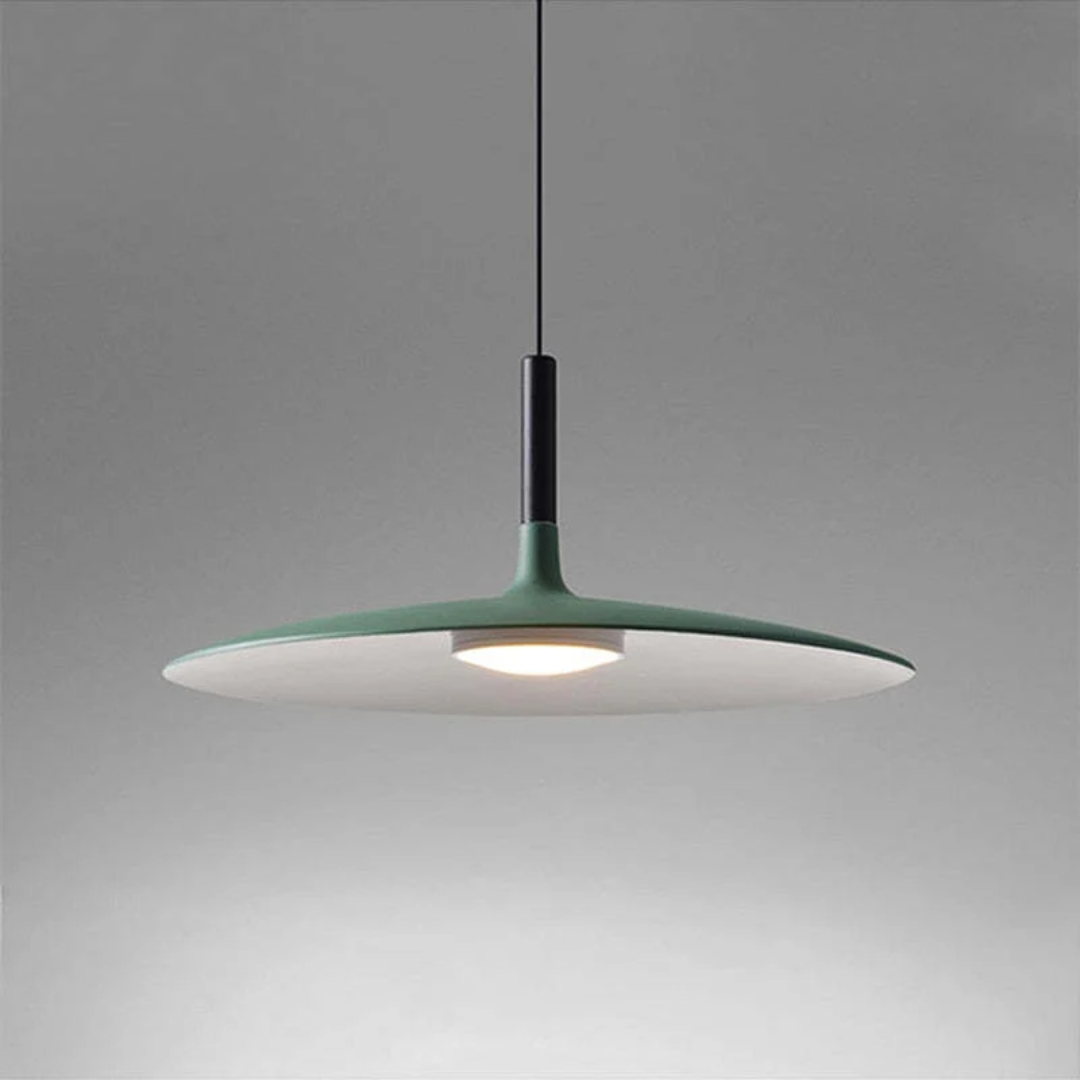 Contemporary White Metal Hanging Lamp – LED, Height Adjustable - Lamylie