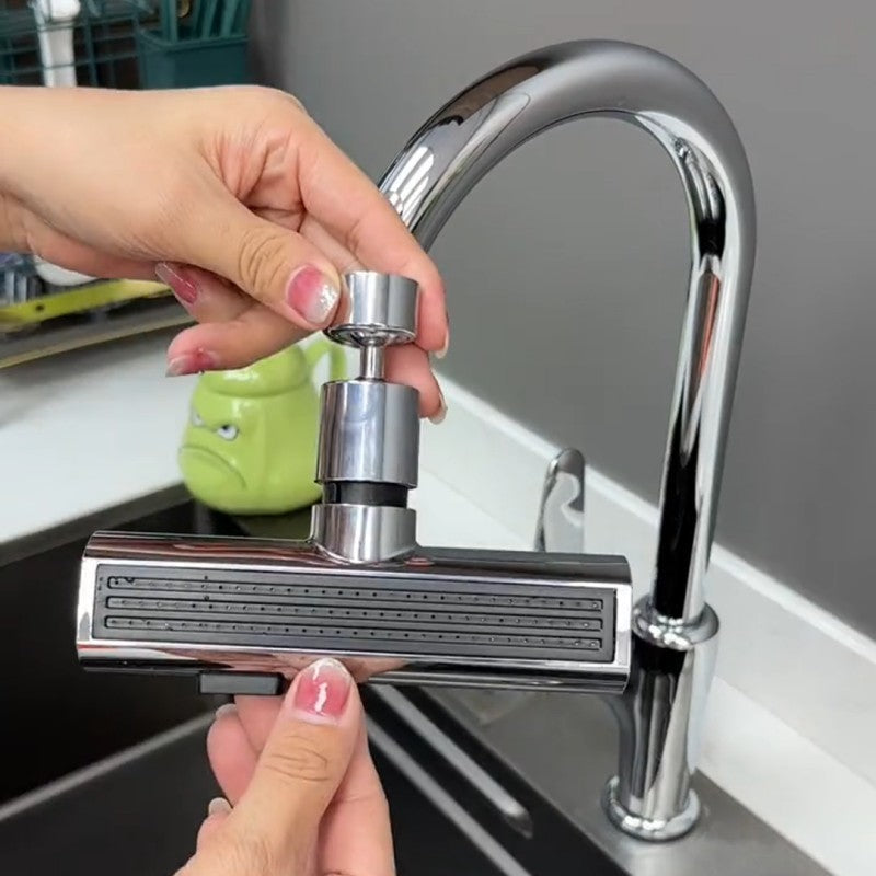 Faucet Extension with Waterfall System Black or Silver | Kitchen Faucet Accessory with 4 Modes for Multifunctional Use - Lamylie