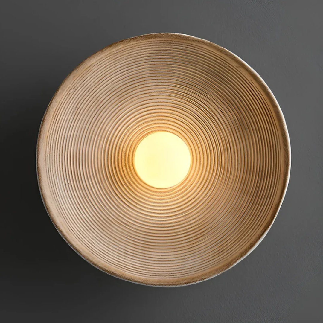 Runde Wandleuchte aus Glas & Harz – Wabi-Sabi-Design, Dreifarbenschema - Lamylie
