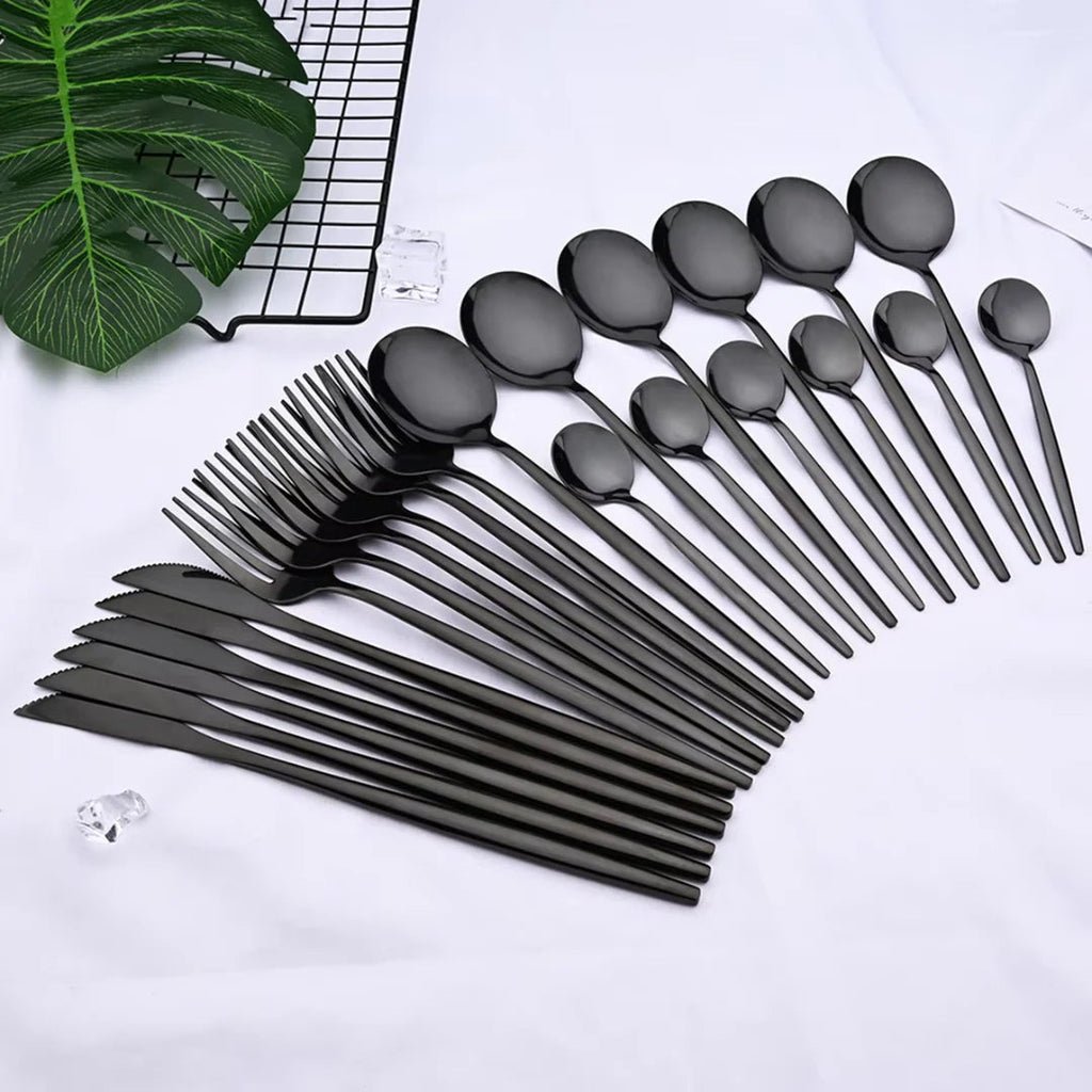 Matte Black Tableware Set - Elegant Organization for Every Dinner - Lamylie