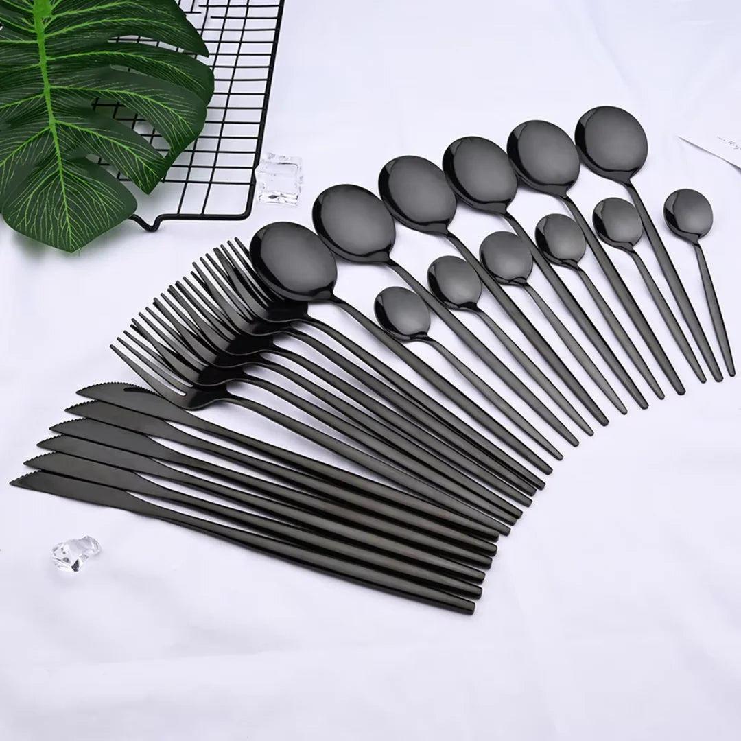 Matte Black Tableware Set - Elegant Organization for Every Dinner - Lamylie