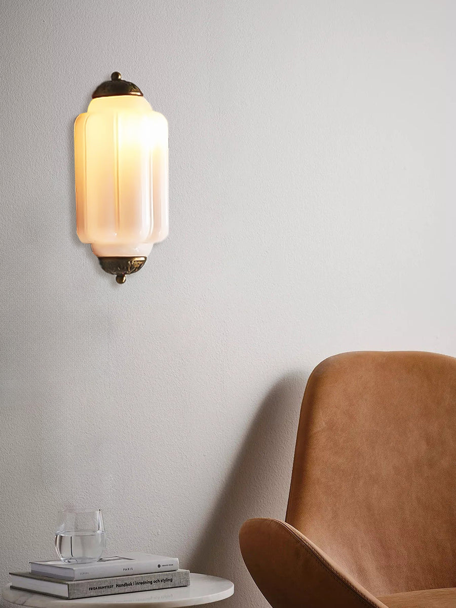 Milk Glass Wall Lamp for Bedroom Hall Scandinavian Style - Lamylie