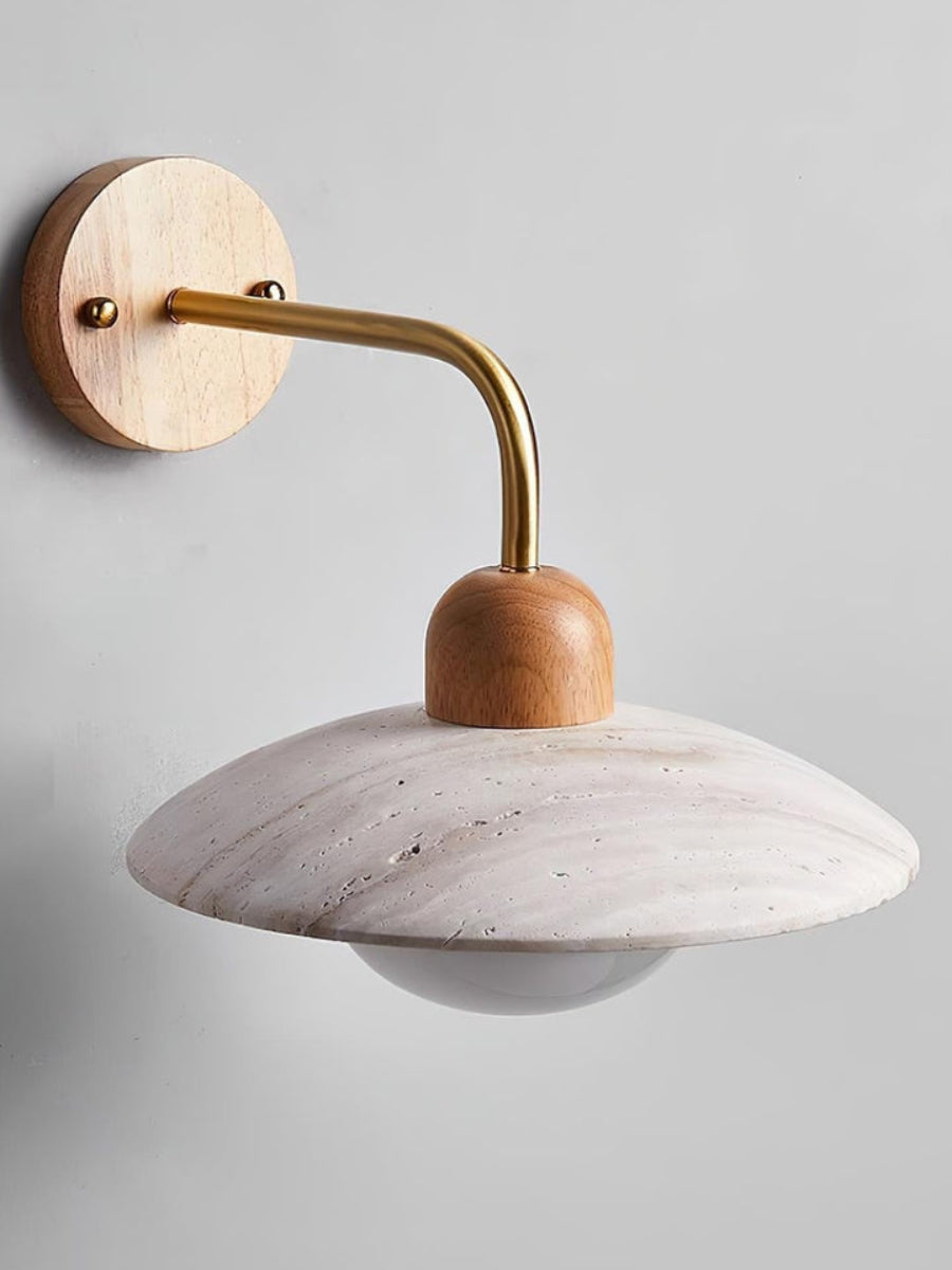 Travertine Wall Lamp Minimalist Disc Design Natural Stone Lighting for Living Room Bedroom Hall Modern Interior Wall Lighting with Warm Light - Lamylie