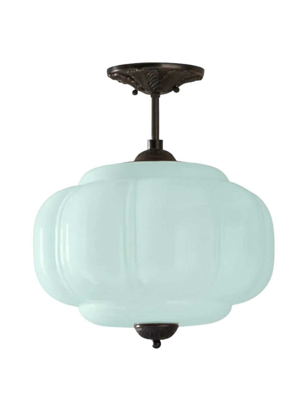 Vintage Milk Glass Ceiling Lamp Scalloped Edge White Pink Green Blue Clear Matte Glass Semi-Flush Pendant Lamp Brass Black Finish - Lamylie