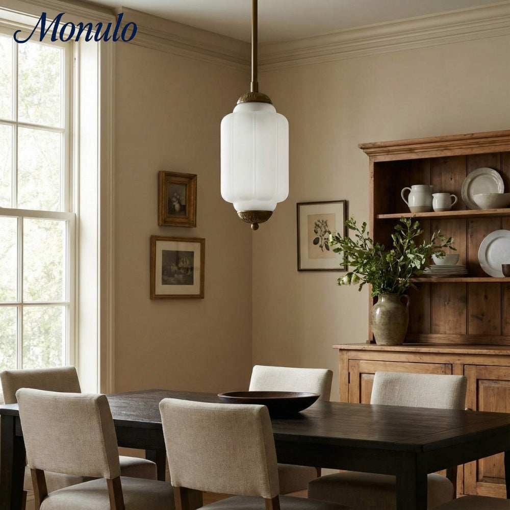 Vintage Milk Glass Pendant Lamp with Wavy Edge | Scandinavian Atmosphere Lighting for Kitchen and Bedroom - Lamylie