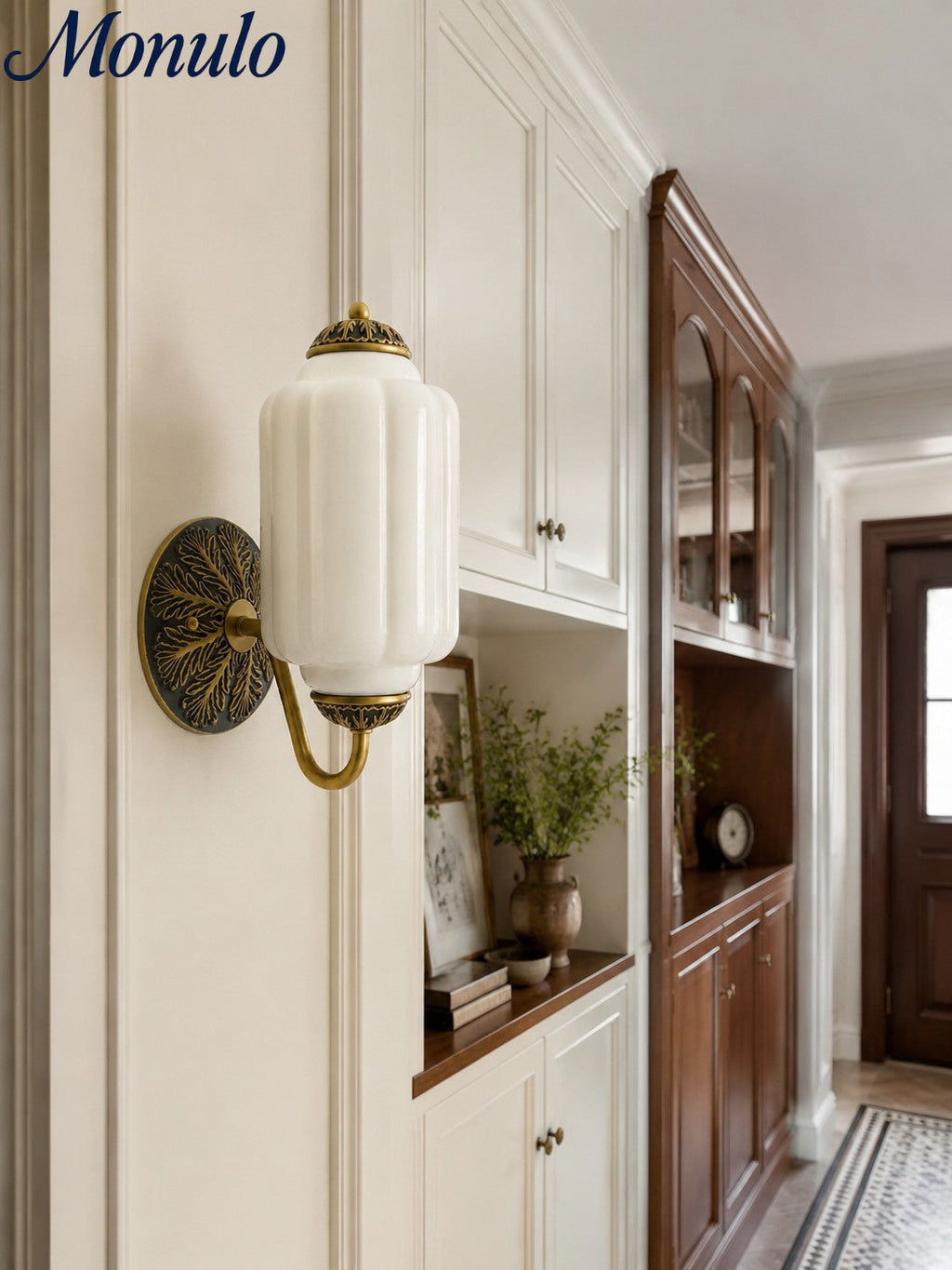 Milk Glass Wall Lamp Eloise for Hall and Bedroom | Vintage Wall Lighting with Milky White Glass - Lamylie