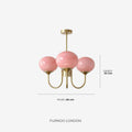 Mid-Century Glass Chandelier with Globe Shades and Polished Metal Finish | Available in Copper and Chrome with Colored Glass | 3 or 5 Arms with Adjustable Rod System - Lamylie