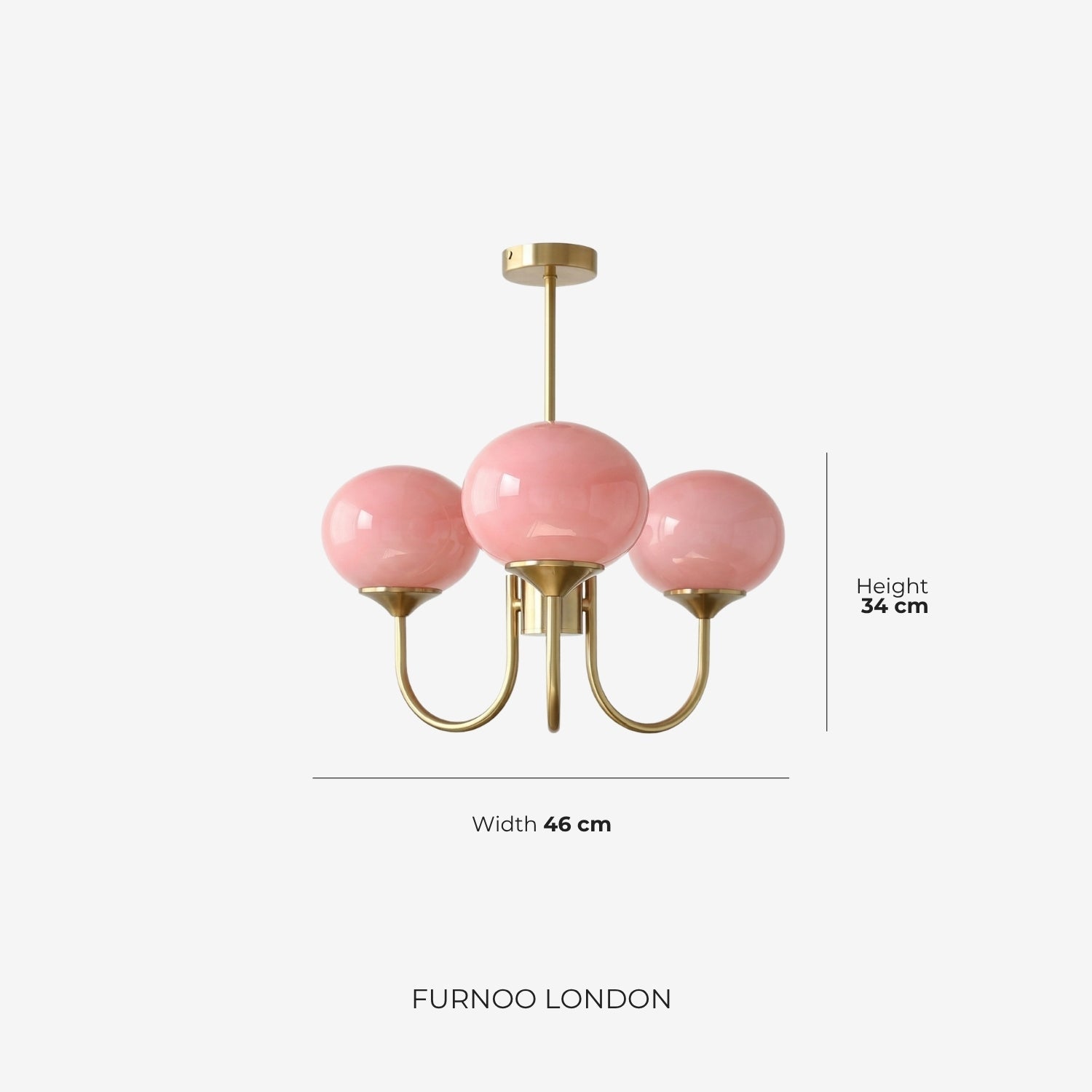 Mid-Century Glass Chandelier with Globe Shades and Polished Metal Finish | Available in Copper and Chrome with Colored Glass | 3 or 5 Arms with Adjustable Rod System - Lamylie