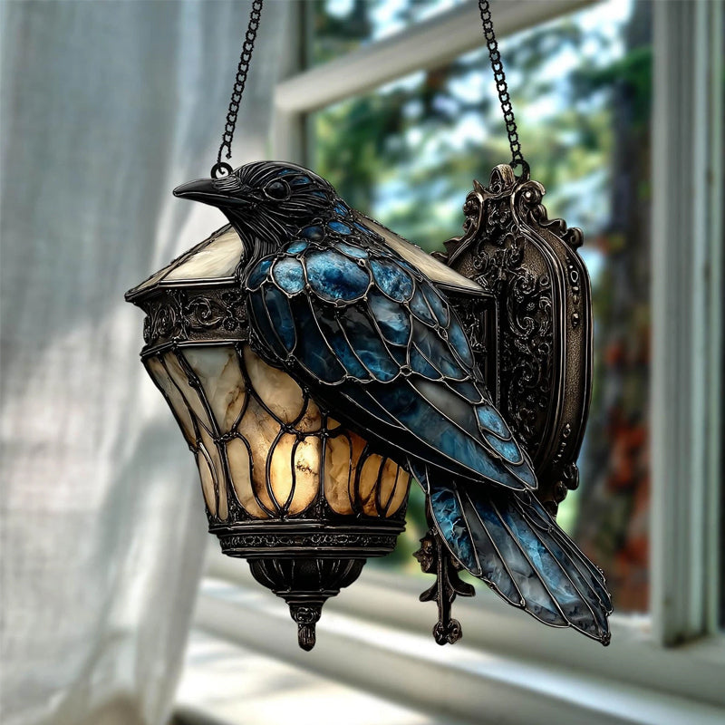 Gothic Raven Window Decoration with Light Reflection Effect - Lamylie