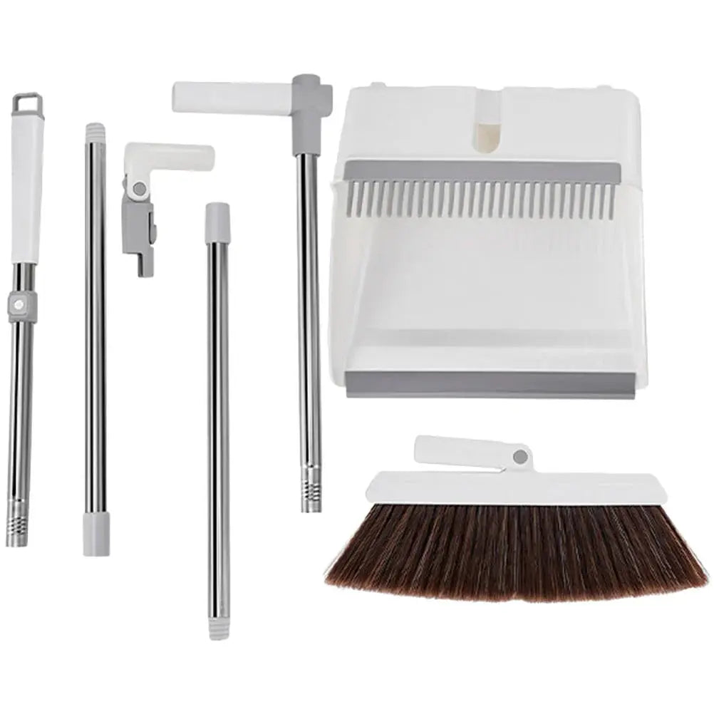 Bezem met stoffer | Rechtop vegen zonder te bukken | Met kamrand | CleanStand - Lamylie