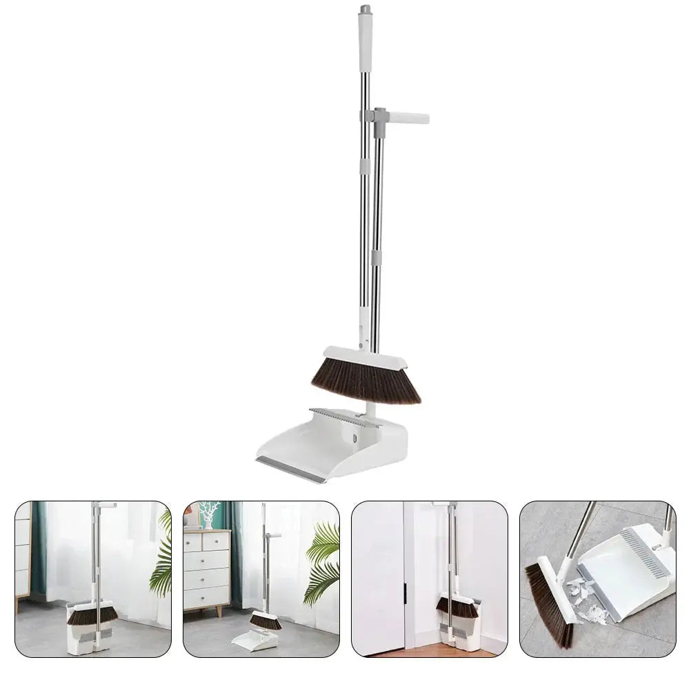Bezem met stoffer | Rechtop vegen zonder te bukken | Met kamrand | CleanStand - Lamylie
