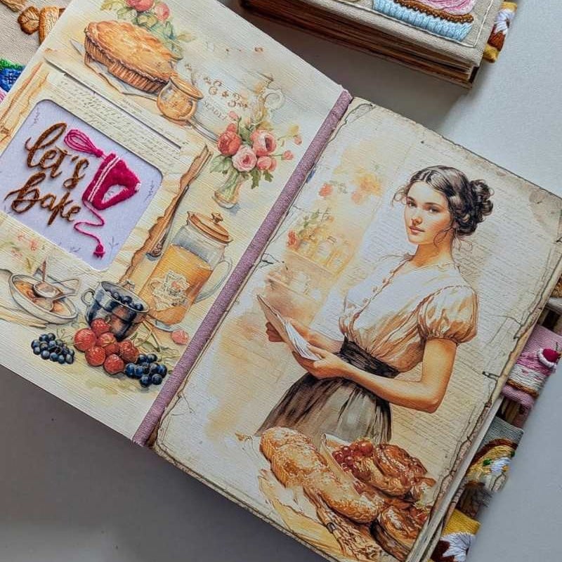 Notebook | Handcrafted Recipe Journal | Embroidered Textile Cover | RecipeHeart - Lamylie