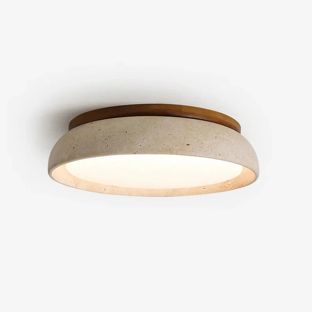 Ceiling Lamp Travertine Sculpture Beige Natural Stone 30cm 43cm Scandinavian Warm Light - Lamylie