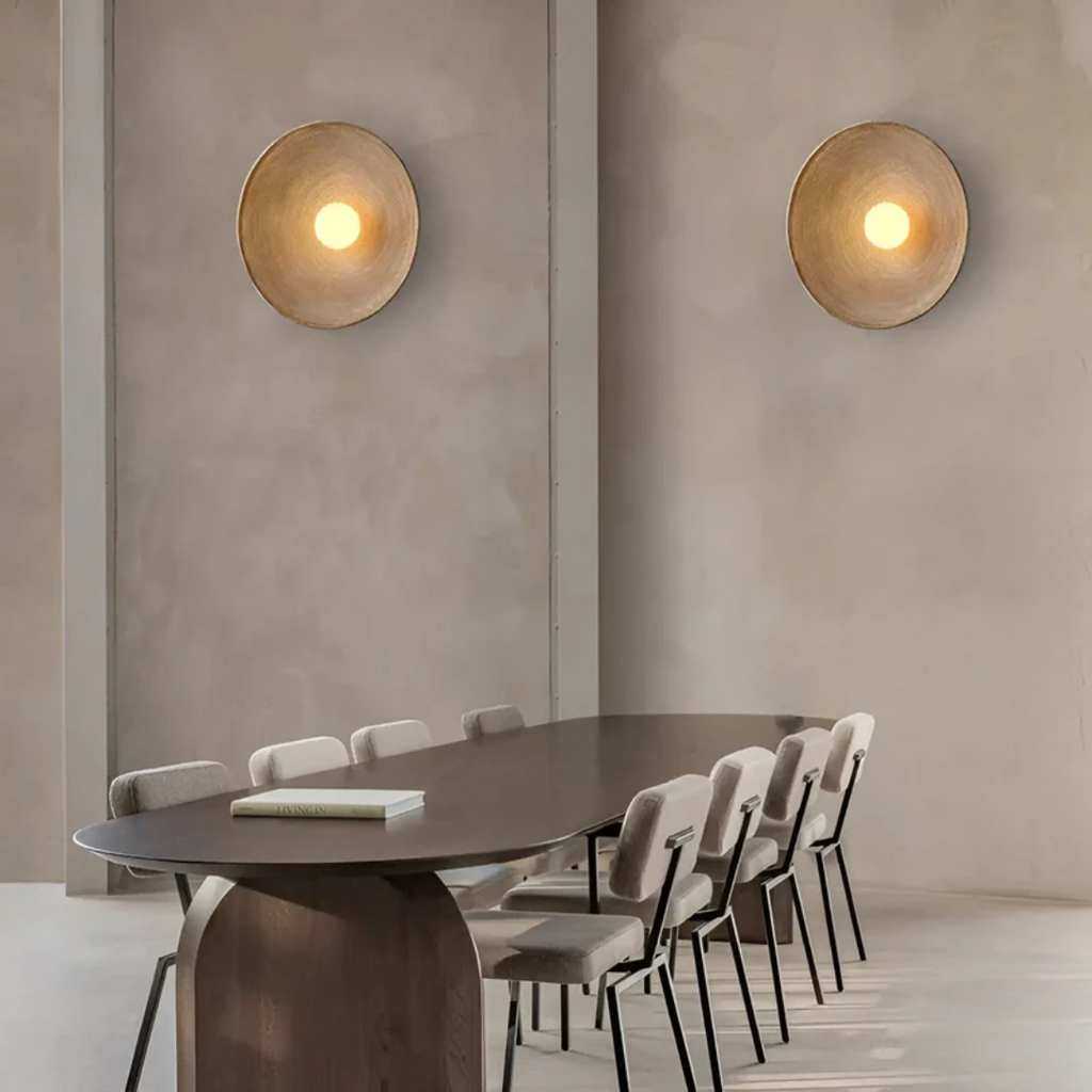 Runde Wandleuchte aus Glas & Harz – Wabi-Sabi-Design, Dreifarbenschema - Lamylie