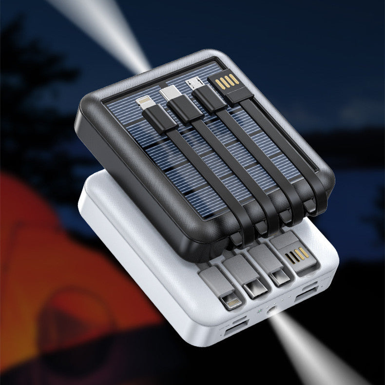 Baterie externă solară portabilă cu lanternă LED și mai multe porturi de încărcare | Ideală pentru activități în aer liber, camping și situații de urgență - Lamylie