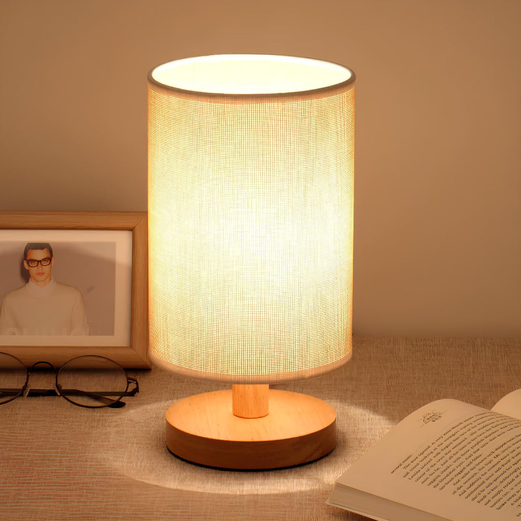 Organic Table Lamp Wood & Linen | Dimmable with Remote Control & Touch | 3 Light Colors - Lamylie