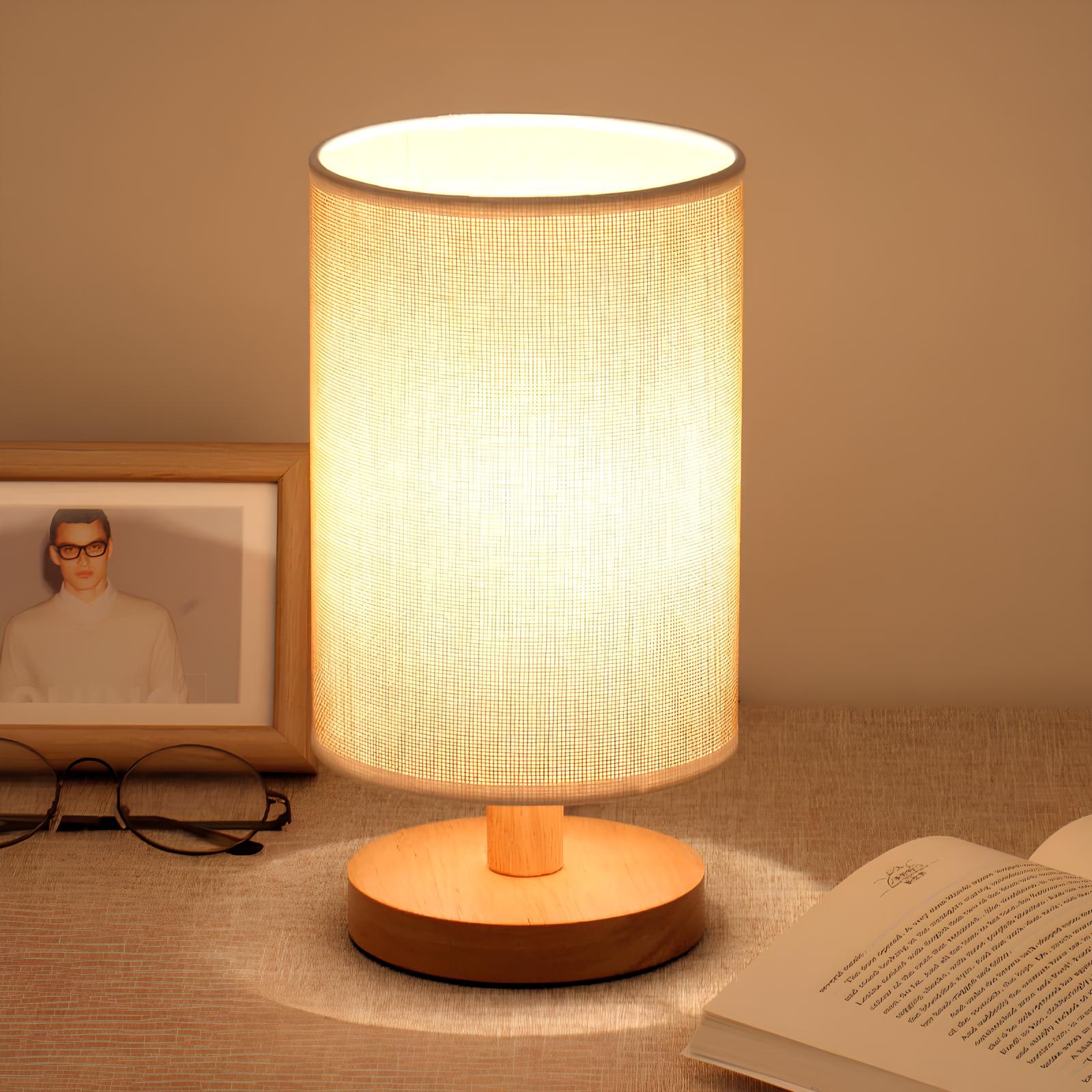 Organic Table Lamp Wood & Linen | Dimmable with Remote Control & Touch | 3 Light Colors - Lamylie