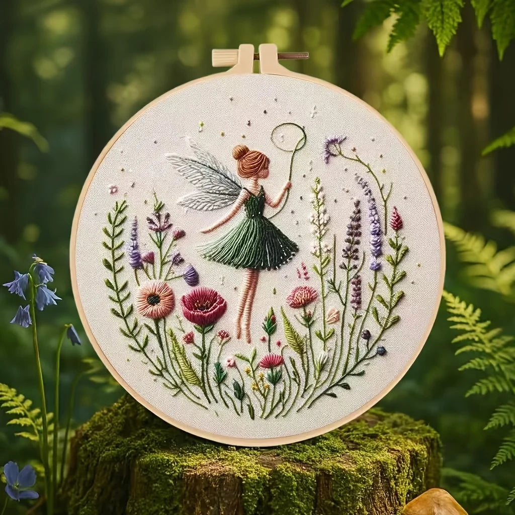 Embroidery Kit Fairy Girl | Pre-Printed Pattern | Instructions and Video Tutorials | CraftLuna - Lamylie