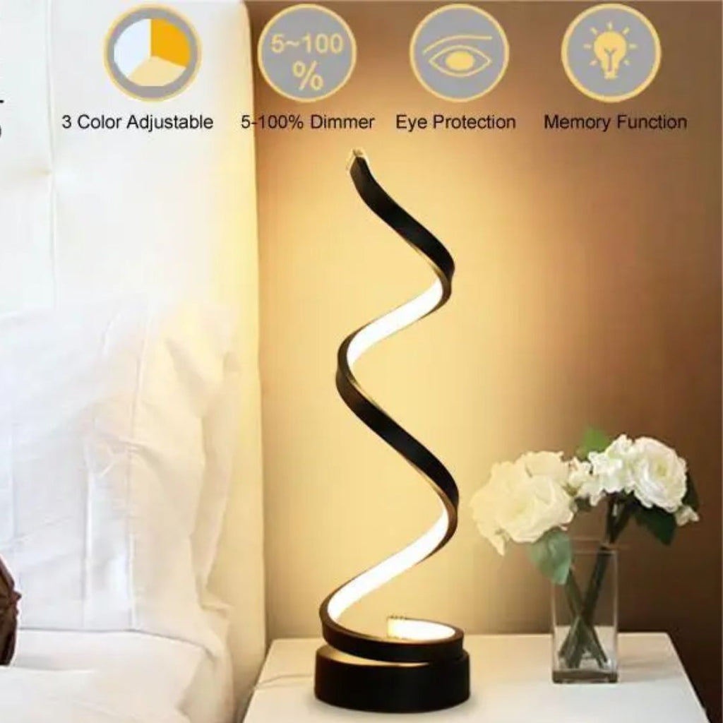 Spiral LED Table Lamp – Touch-Control Dimmable Light - Lamylie