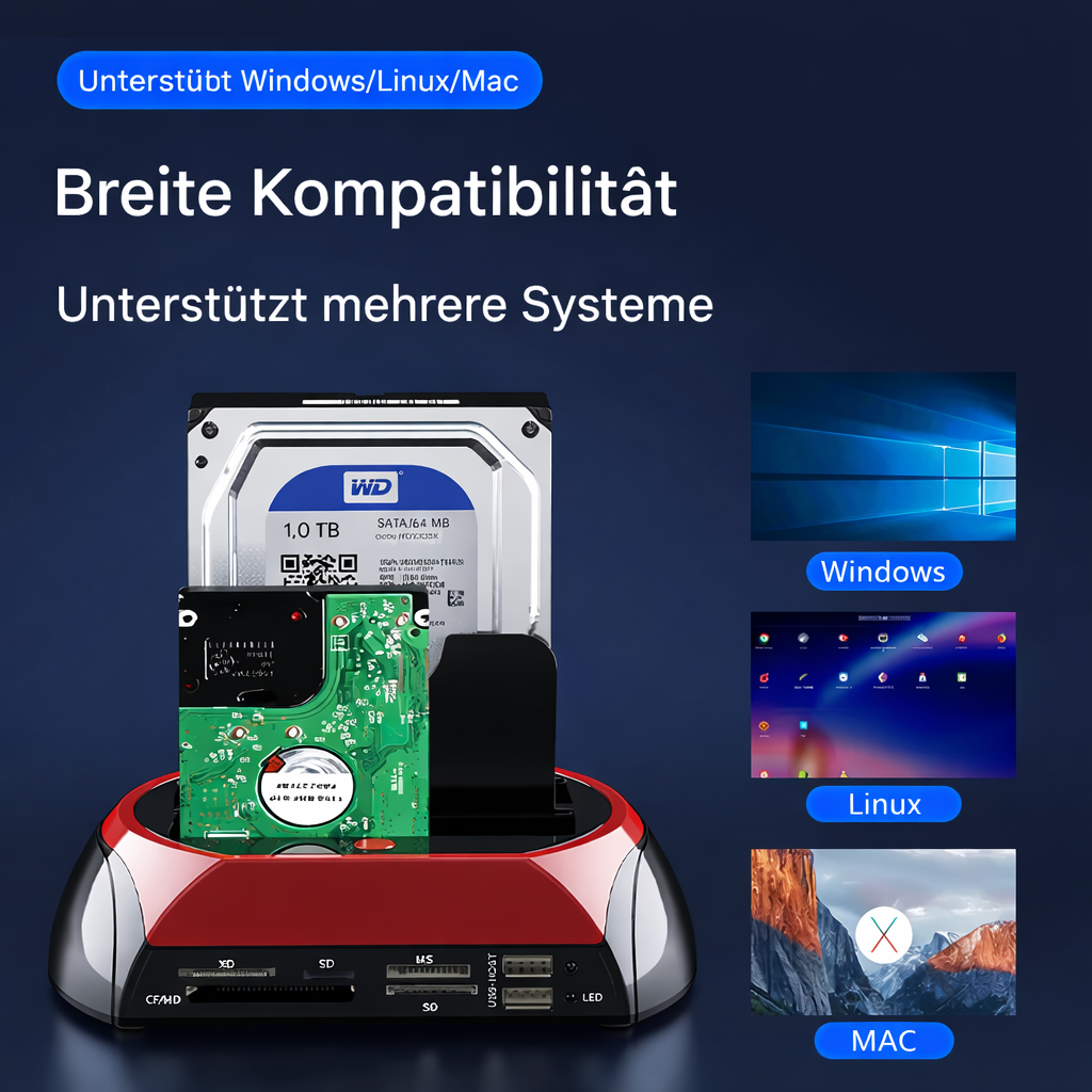 Harddisk | Alsidig harddisk-dockinghub | Universel IDE- og SATA-dockingstation | TotalRecovery Station - Lamylie