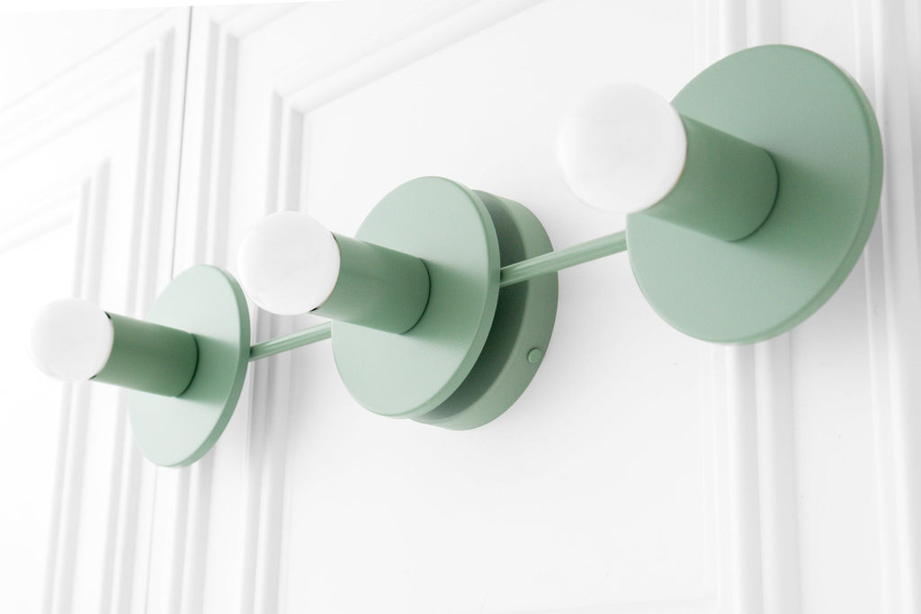Metal Wall Lamp with Spherical Glass Shades 3-Light Bathroom Lighting Matte Green - Lamylie