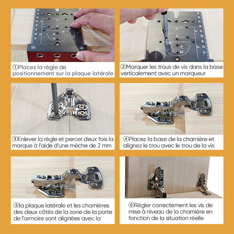 Conjunto de brocas para dobradiças, para uma montagem de mobiliário fácil e perfeita - Lamylie