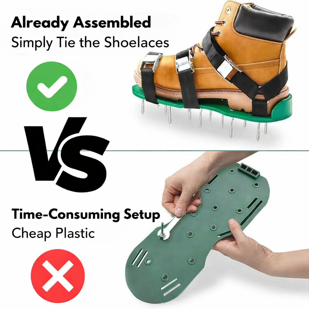芝生エアレーター用スパイク | 歩きながら芝生に通気 | スパイクストラップデザイン | Green Step - Lamylie