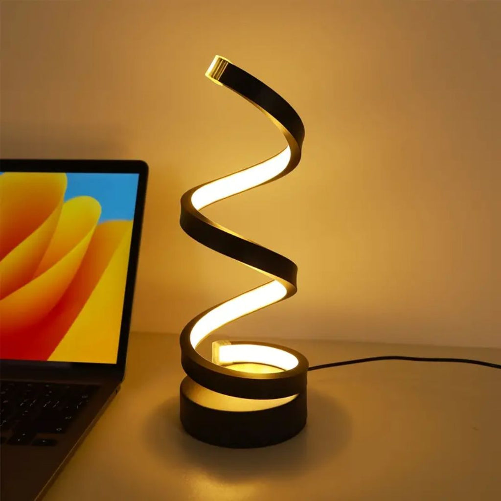 Spiral LED Table Lamp – Touch-Control Dimmable Light - Lamylie