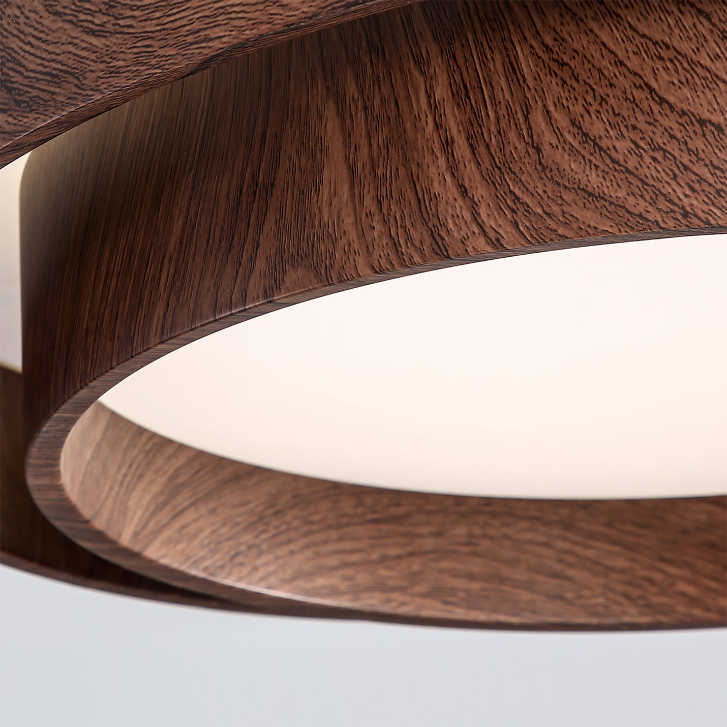 Wooden ceiling fixture with built-in LED – Warm walnut shade - Lamylie
