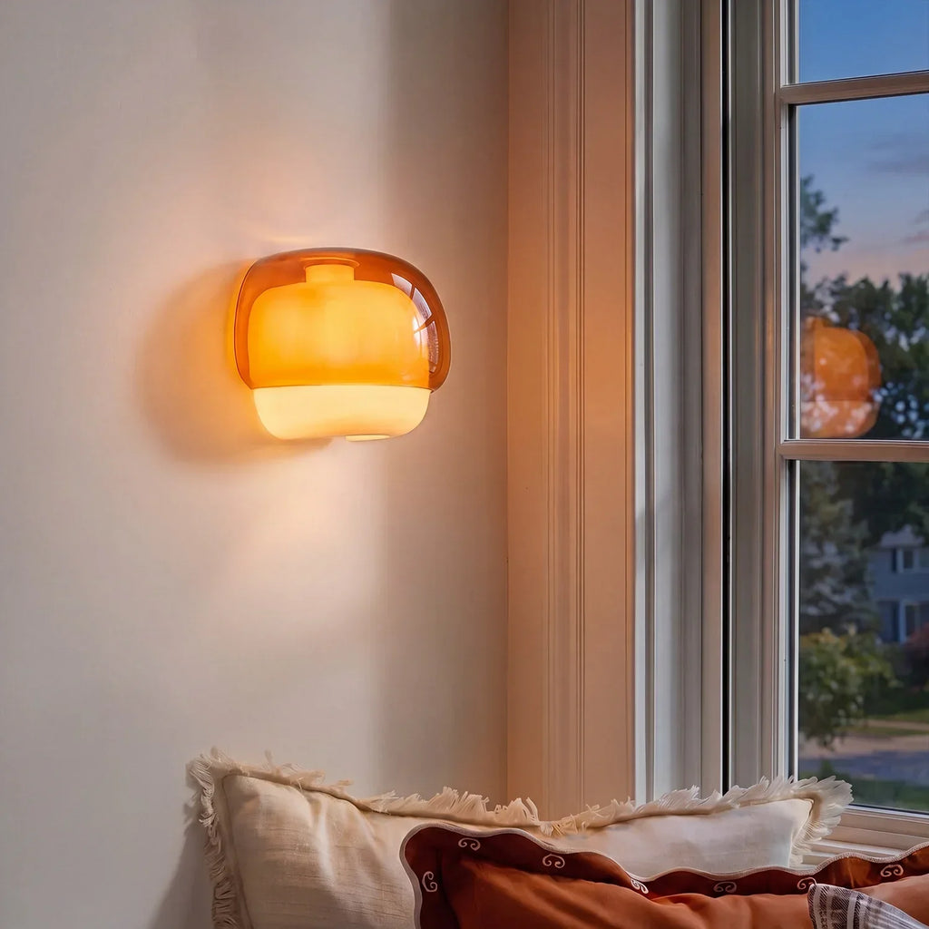 Lampada da parete moderna in vetro con doppio paralume a forma di fungo | Accento colorato per camera da letto e corridoio - Lamylie