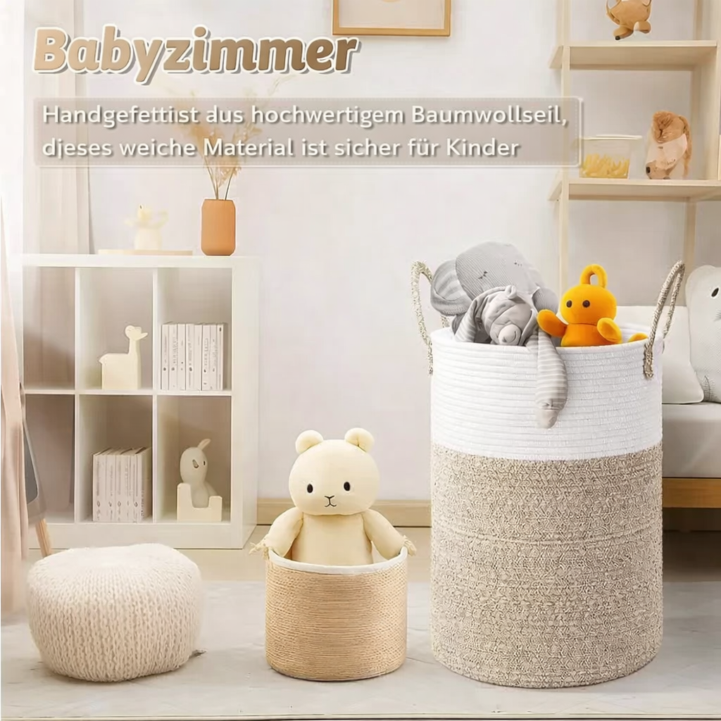 Coș pliabil din bumbac | Coș de rufe de 60L | Depozitare modernă | Coș din sfoară - Lamylie