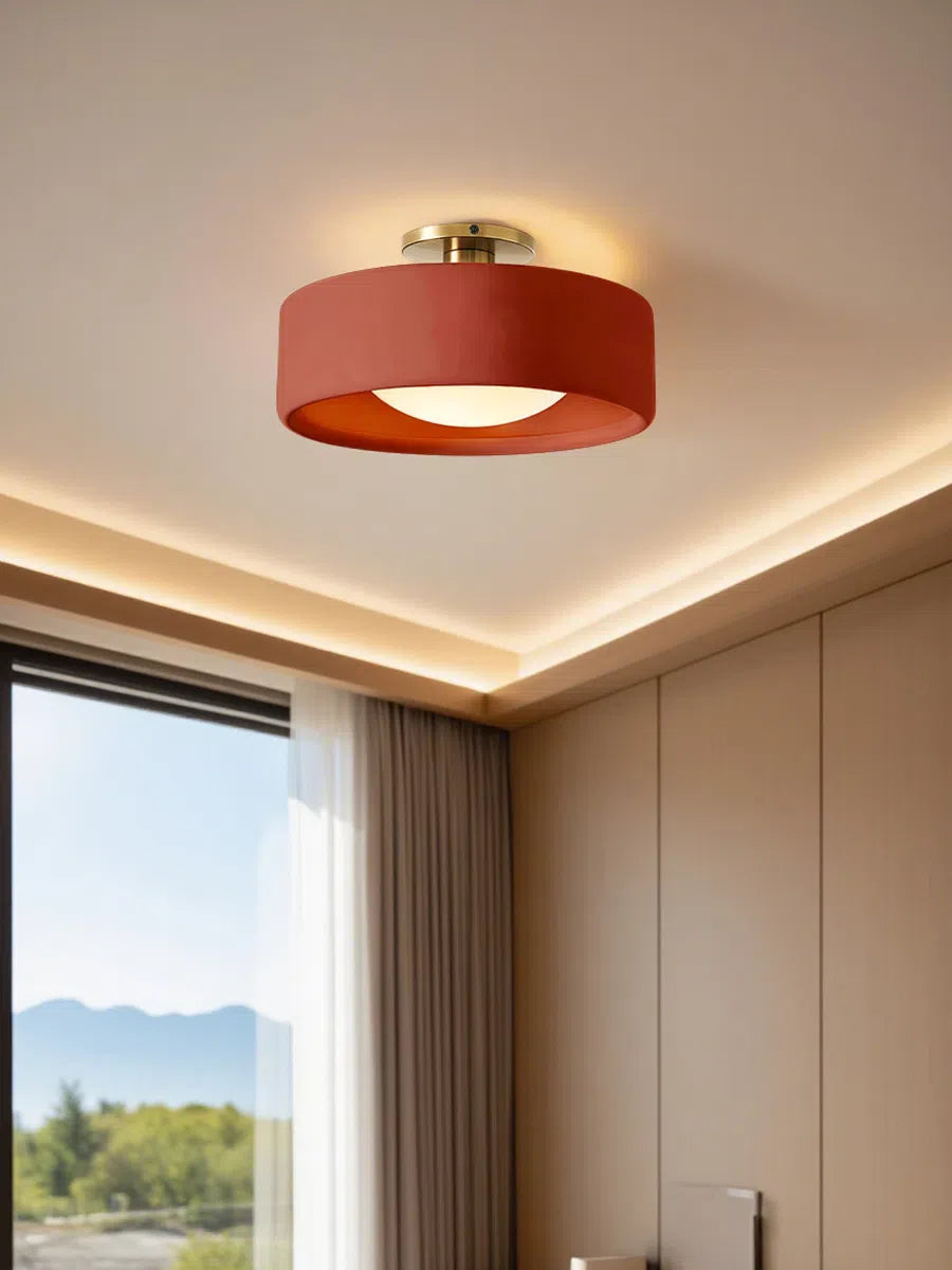 Porcelain Ceiling Lamp with Sleek Mounting | Modern Low Profile Lamp Ceramic Surface Lighting - Lamylie