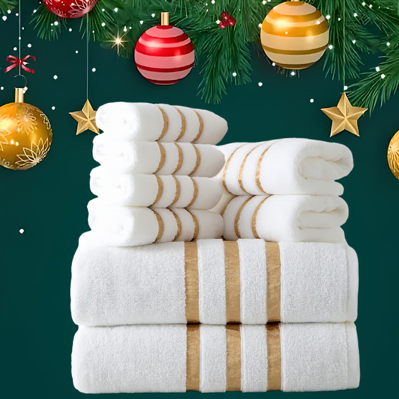 Conjunto de 8 toalhas 100% algodão Luxebliss — 400 GSM, macias e absorventes, qualidade hoteleira