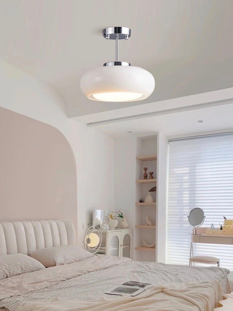 Ceiling Lamp Glass Disc Bauhaus Design Brass or Chrome Orange Yellow or White Glass Retro Stylish Lighting - Lamylie