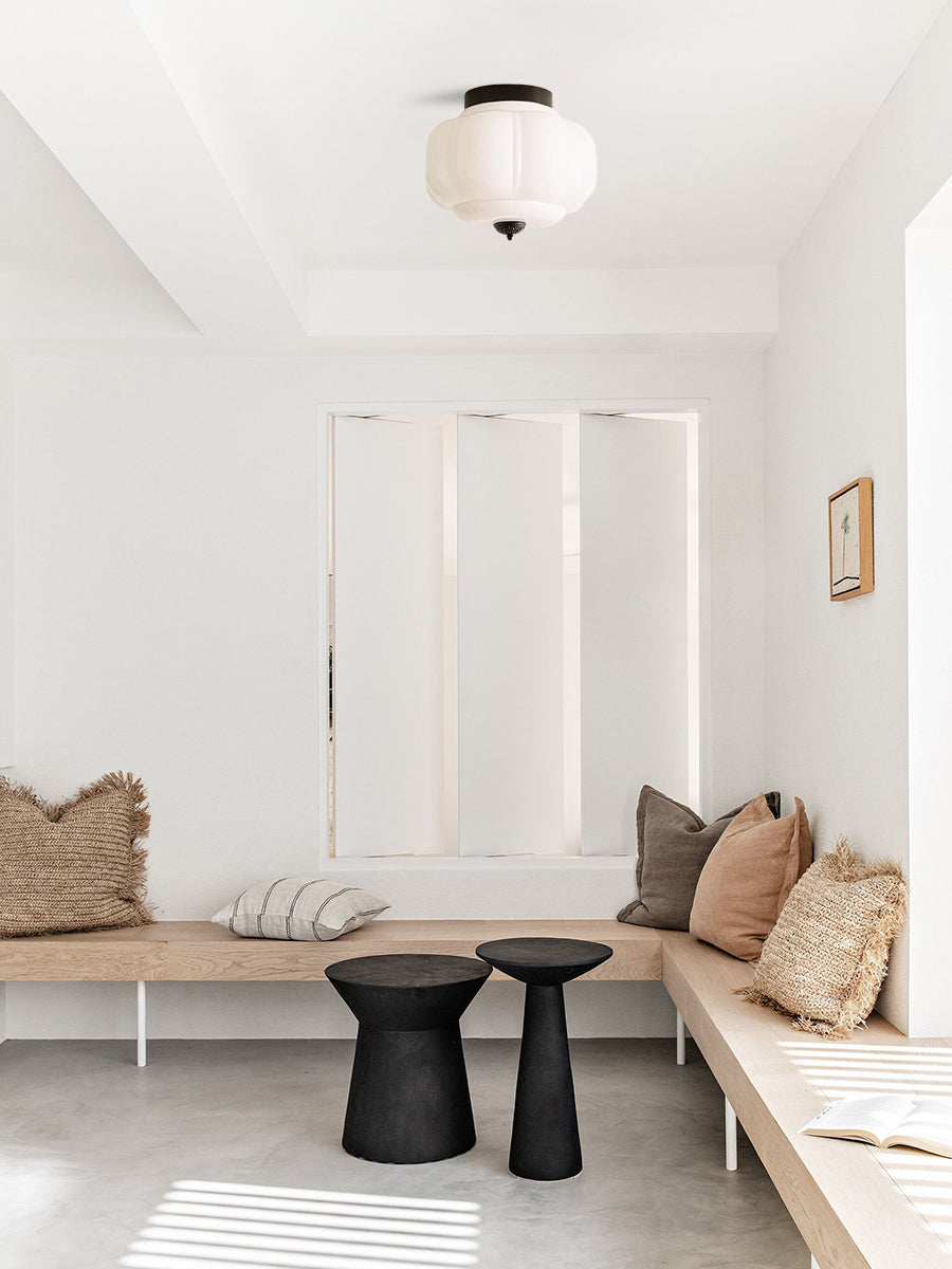 Retro Ceiling Lamp with Milk Glass Shade | Refined Semi-Flush Mount Lighting for Modern Interiors - Lamylie