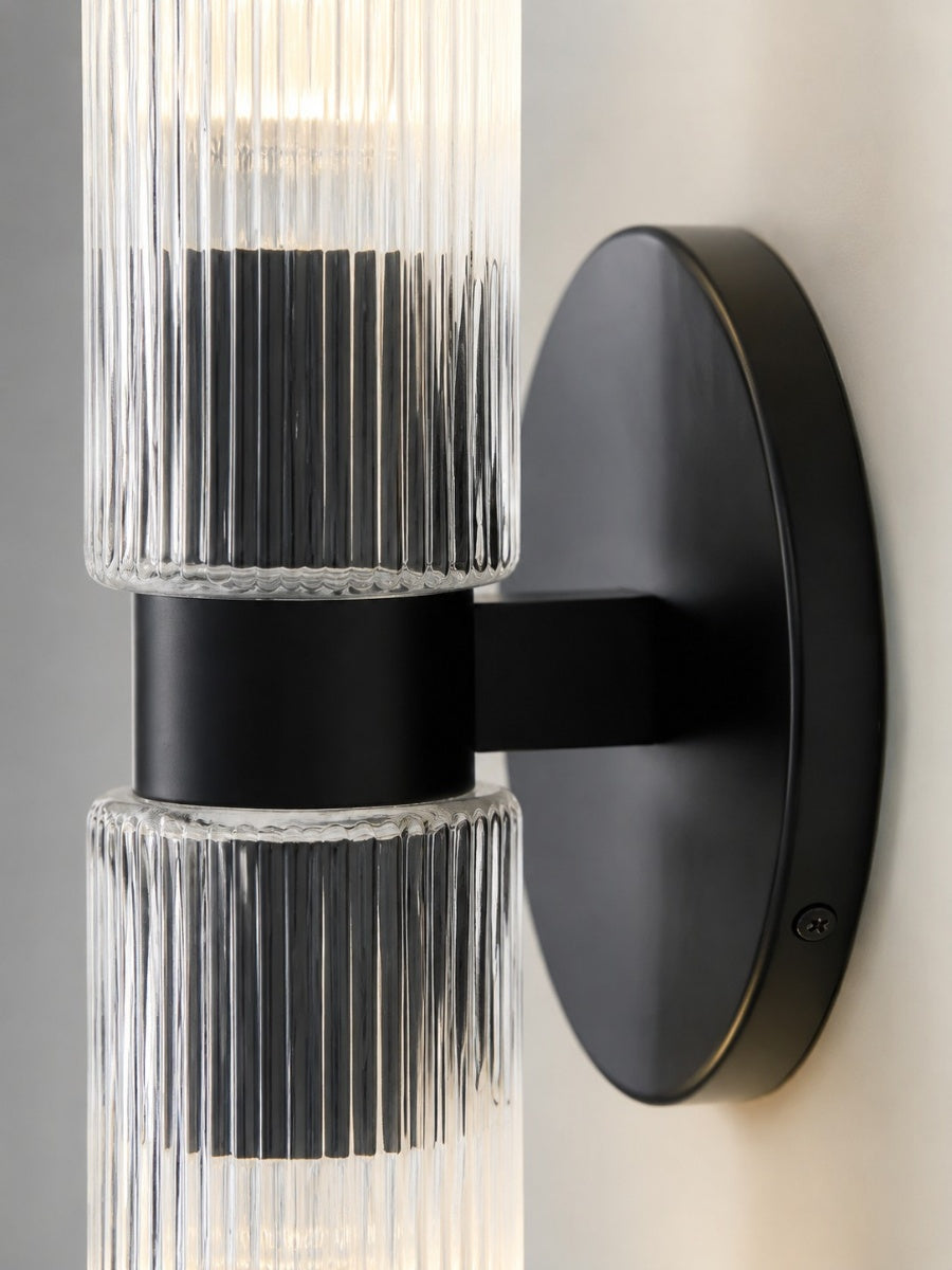 Wall lamp with double ribbed glass tubes | contemporary wall lighting for hall and entrance - Lamylie