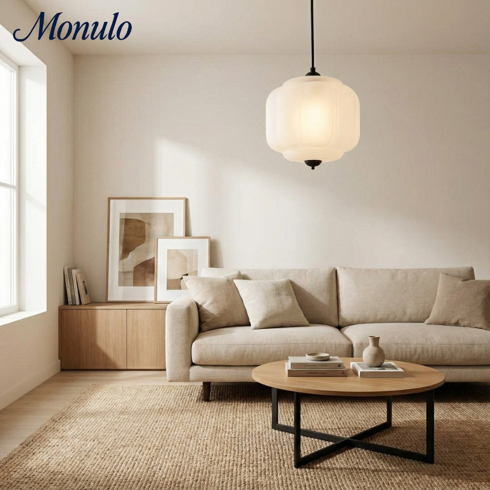 Vintage Milk Glass Pendant Lamp with Wavy Edge | Scandinavian Atmosphere Lighting for Kitchen and Bedroom - Lamylie