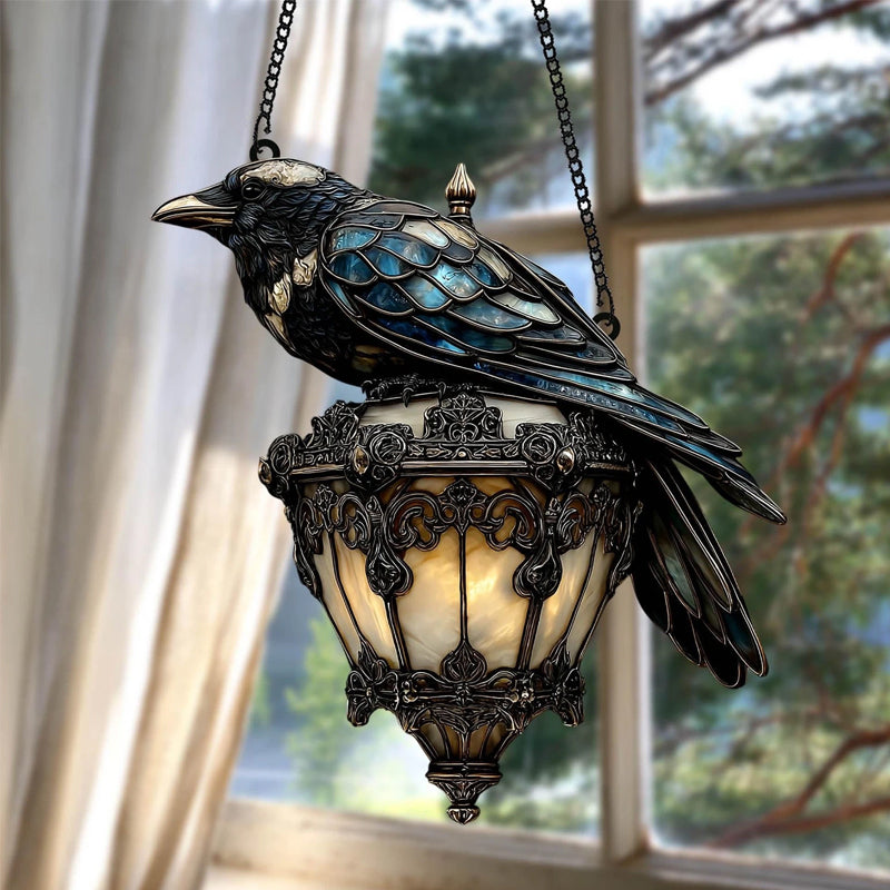 Gothic Raven Window Decoration with Light Reflection Effect - Lamylie