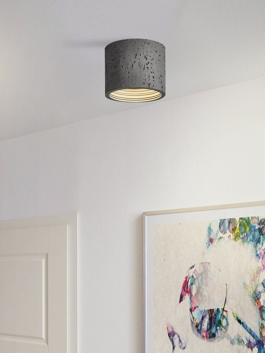 Zylindrische Travertin-Deckenlampe | LED-Beleuchtung für moderne Innenräume - Lamylie