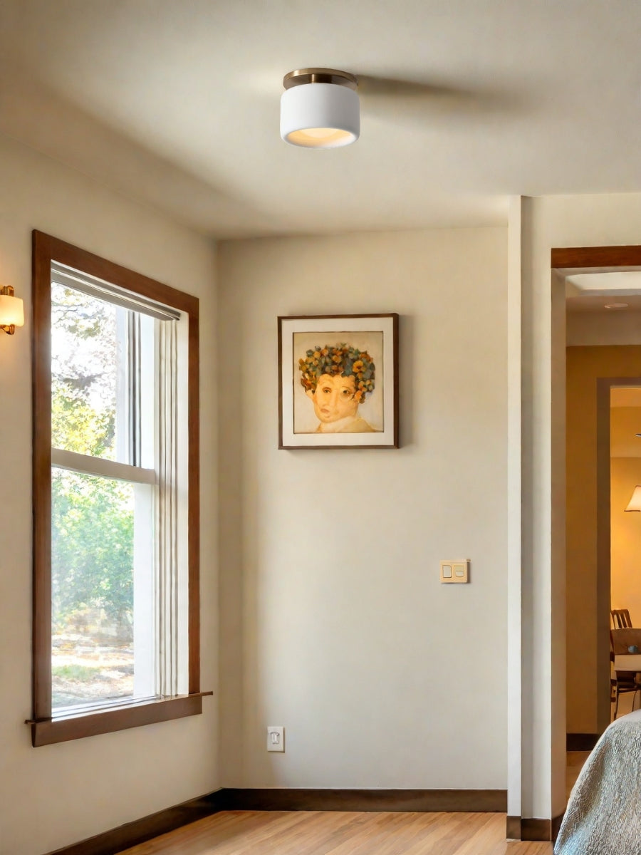 Porcelain Ceiling Lamp with Sleek Mounting | Modern Low Profile Lamp Ceramic Surface Lighting - Lamylie