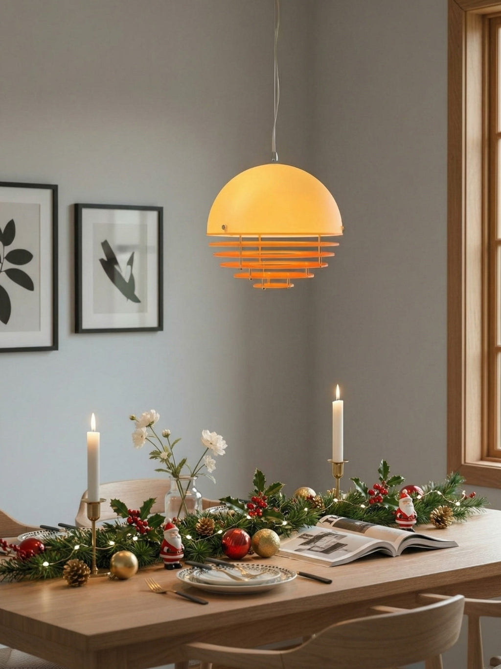 Stylish Pendant Lamp Bauhaus Design Orange-White Ambient Lighting for Modern Interiors - Lamylie