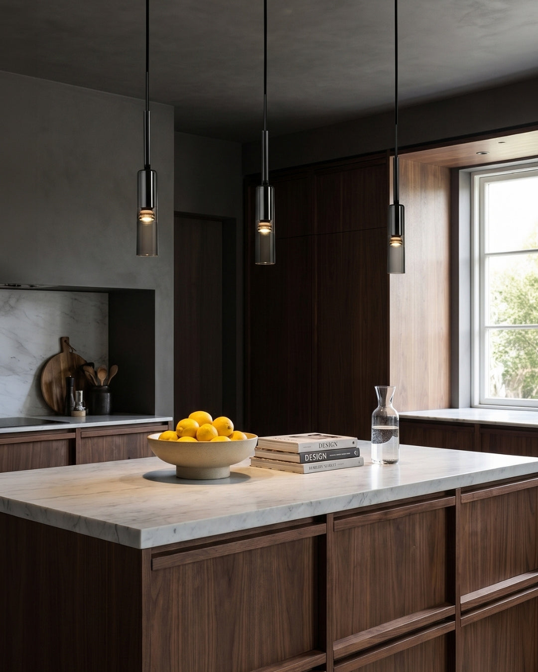 Smoked Glass Pendant Lamp with Minimalist Metal Structure | Modern Ambient Lighting for Dining Room, Bedroom, and Living Room - Lamylie