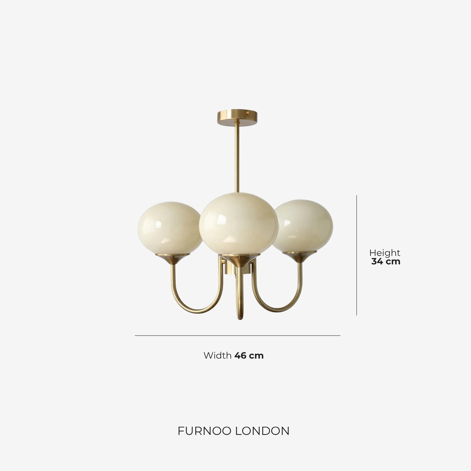 Mid-Century Glass Chandelier with Globe Shades and Polished Metal Finish | Available in Copper and Chrome with Colored Glass | 3 or 5 Arms with Adjustable Rod System - Lamylie