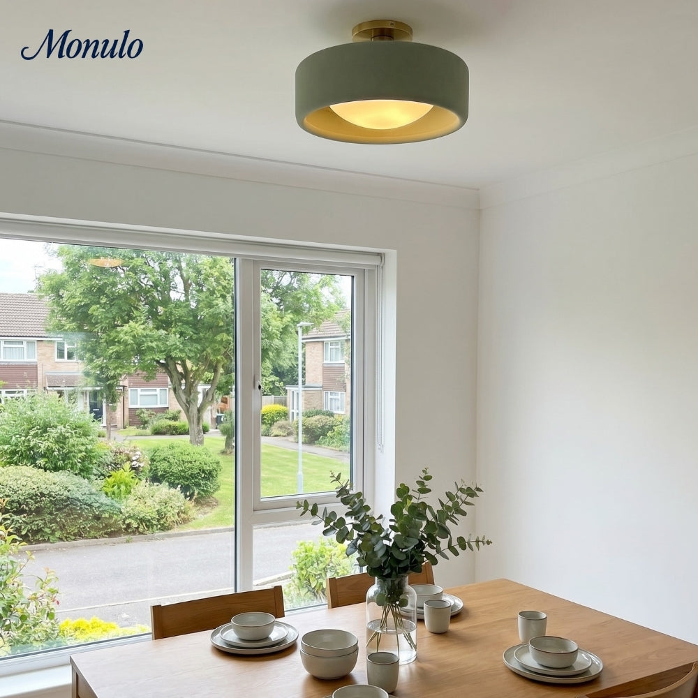 Porcelain Ceiling Lamp with Sleek Mounting | Modern Low Profile Lamp Ceramic Surface Lighting - Lamylie