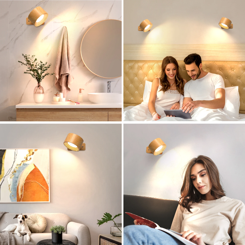 Rechargeable LED Wall Lamp with 360° Rotatable Head – Touch Sensor, Wire-Free Installation - Lamylie