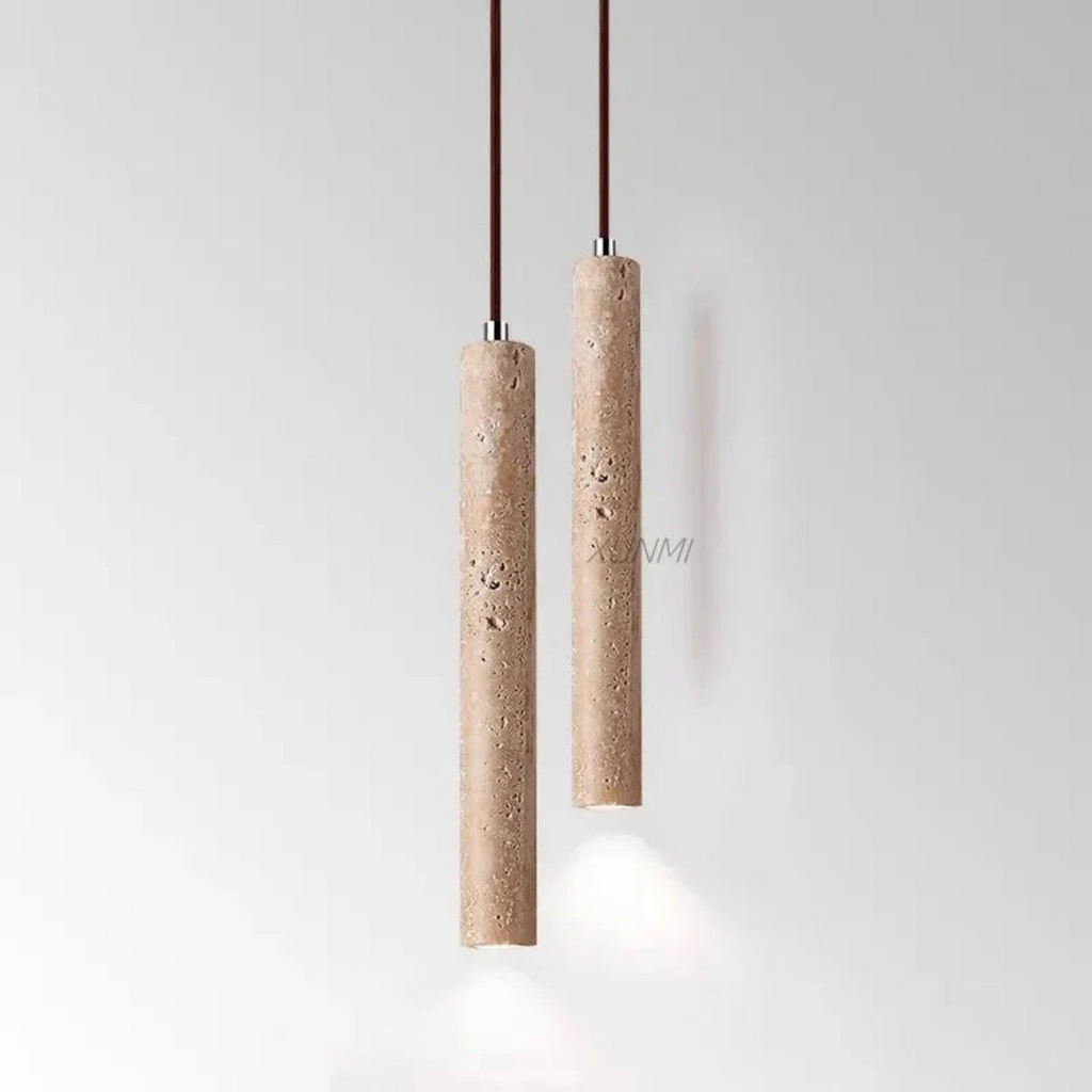 Travertin LED Hängeleuchte – Einfaches Wabi-Sabi Design, warmweiß - Lamylie