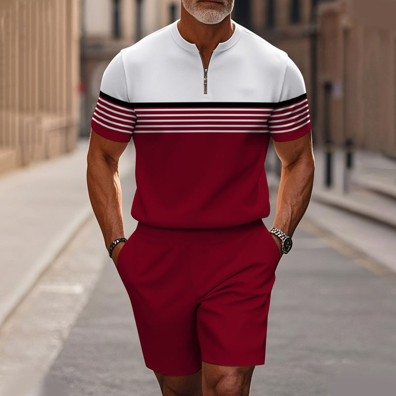 Marsten – Ensemble chemise à col zippé et short ajusté pour homme - Lamylie