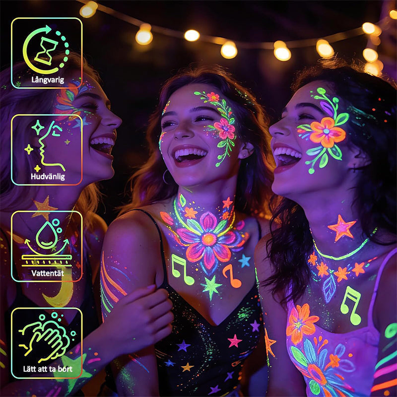 Illumina ogni spazio con una straordinaria body art al neon che cattura l’attenzione - Lamylie