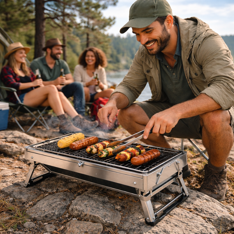 Kompakt, hordozható grillsütő útközbeni használatra - Lamylie
